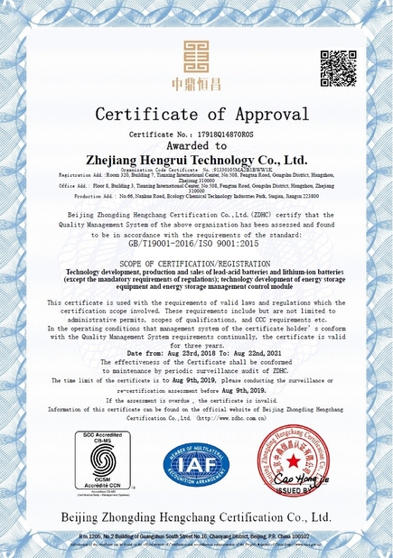 Porcellana Zhejiang Hengrui Technology Co., Ltd. Certificazioni